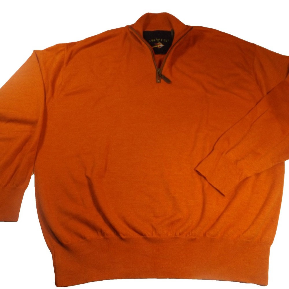 ORVIS  Mens Burnt Orange 100% Merino Wool Quarter Zip Sweater XXL